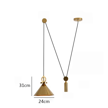 24cm Brass color Bedside Suspension Adjustable Pendant Lights Pulley Bedroom Hanging Lamp Brass Color Hanglamp Kitchen Living Room Pendant Lamp - Цвет корпуса: 24cm Brass color