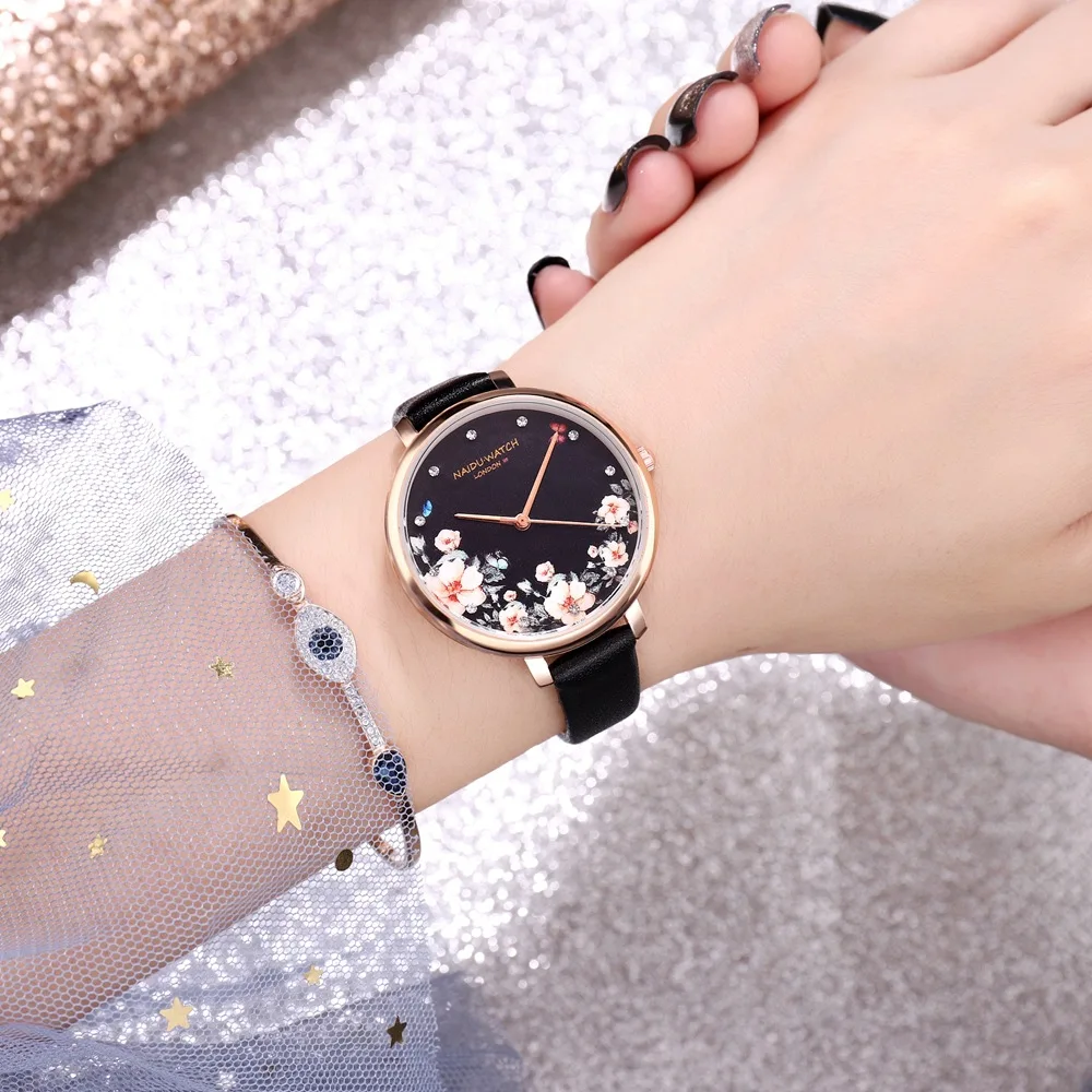Брендовые женские часы модные наручные часы с кожаным цветком женские часы Mujer Bayan Kol Saati Montre Feminino