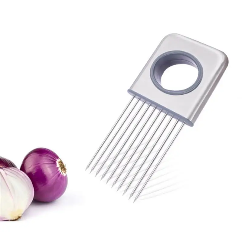 1pc Stainless Steel Onion Holder Slicing Non-Slip Vegetable Cutter Slicer Tomato Cutter Meat Fork Kitchen
