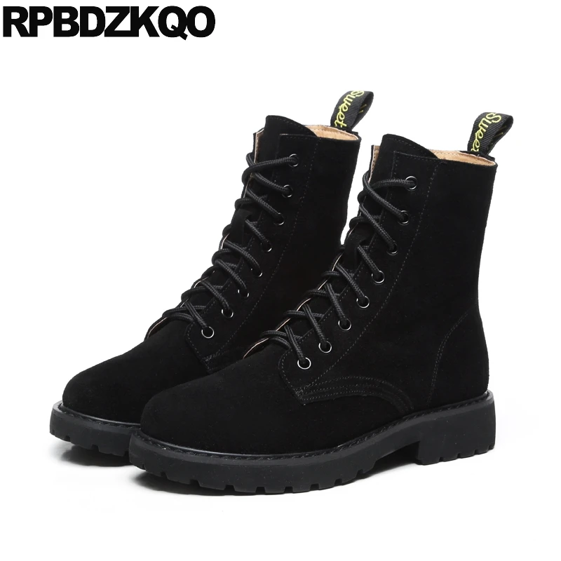 black fur lace up boots