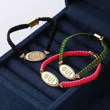 Baoyocn женский Стерлинговое Серебро 925 пробы желтый золотистый цвет буквы OUI DREAM SMILE Черный Фуксия желтый синий разноцветный плетеный браслет