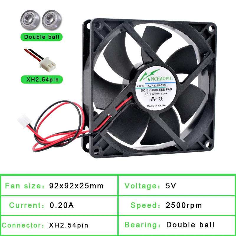 Cooling Fan ACP9225 9cm 92mm 92x92x25mm 9025 DC5V 12V 24V 2pin For Chassis Power Inverter