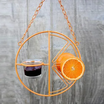 

Bird Feeders Outdoor Balcony Window Viewing Hanging Feeder Orange Iron Firm Durable Hanging Hummingbird Feeder
