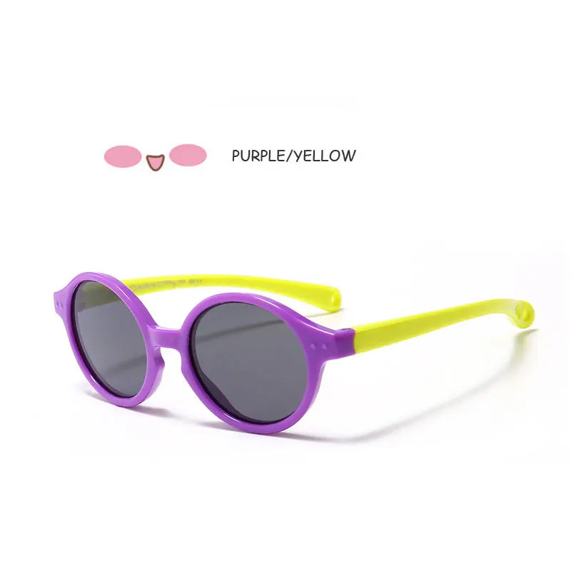 Круглые детские солнцезащитные очки поляризованные детские очки TR90 Гибкая рама оттенков для мальчиков и девочек с чехлом антибликовый фильтр УФ - Цвет линз: C9