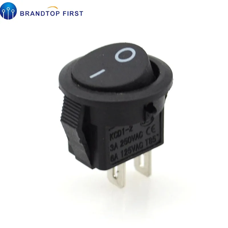 15 мм маленькие круглые черные 2-контактный 3A/250V 6A/125V кулисный переключатель качели Мощность переключатель
