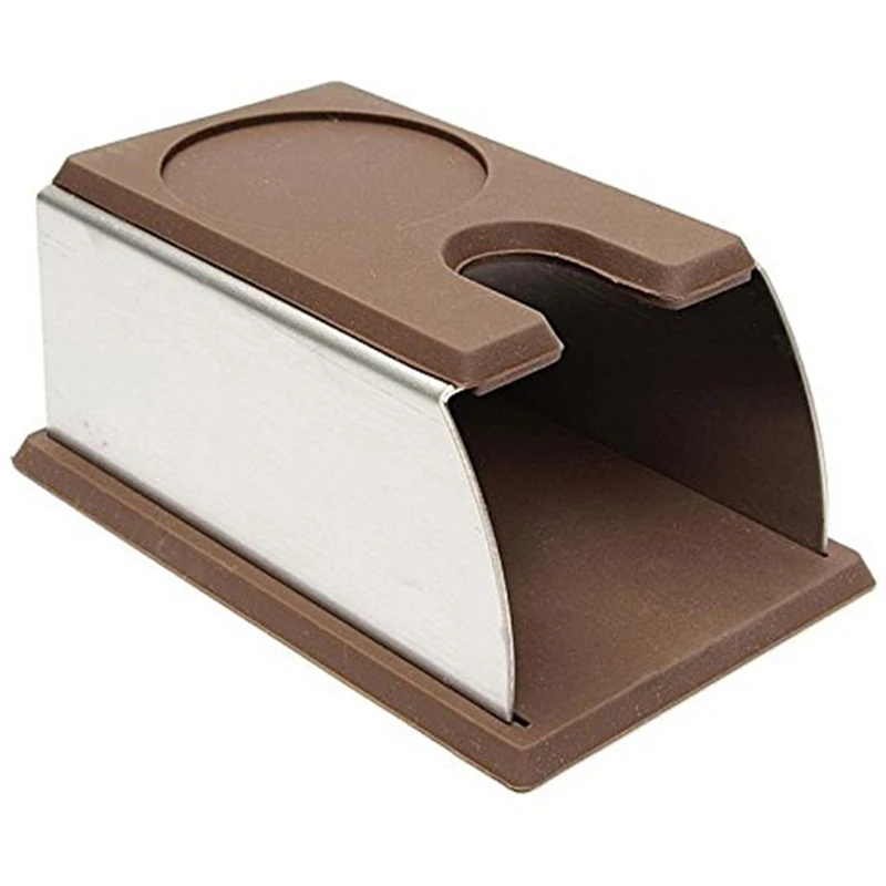 

Sturdy Stainless Steel Silicone Espresso Coffee Tamper Stand Barista Tool Tamping Holder Rack Shelf Coffee Machine Tool Brown