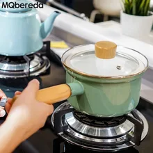 Эмалированная кастрюля для молока 1.5л анти-перелив детский вспомогательный горшок Одиночная Индукционная Плита Газовая Бытовая японская кухонная лапша суповый горшок