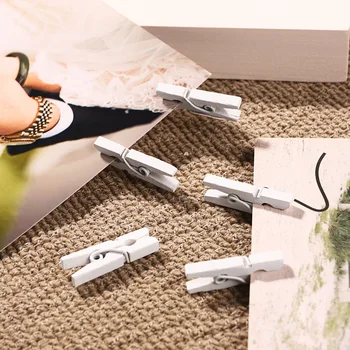 

100pcs Wooden Versatile Picture Photo Clips Paper Clothespin Clips Cable Clips Pictures Organizer for Hanging Painting Artwork