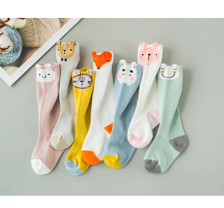 YWHUANSEN/Детские гольфы с изображением животных на возраст от 0 до 2 лет весенне-осенне-зимние гетры для новорожденных девочек и мальчиков, длинные хлопковые носки для малышей
