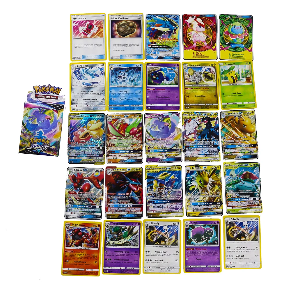 25 шт. Pokemon GO карты GX кроссовки TGA TEAM BREAK 3D флэш-карты меч и щит Grookey Scorbunny коллекционный Подарок детская игрушка
