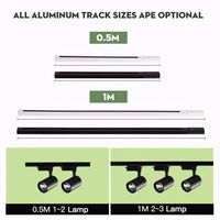 Black White Led Track Light Rail 0.5M 1M One Phase Two Wire System T Connectors Universal Aluminum Track for Spotlights 2