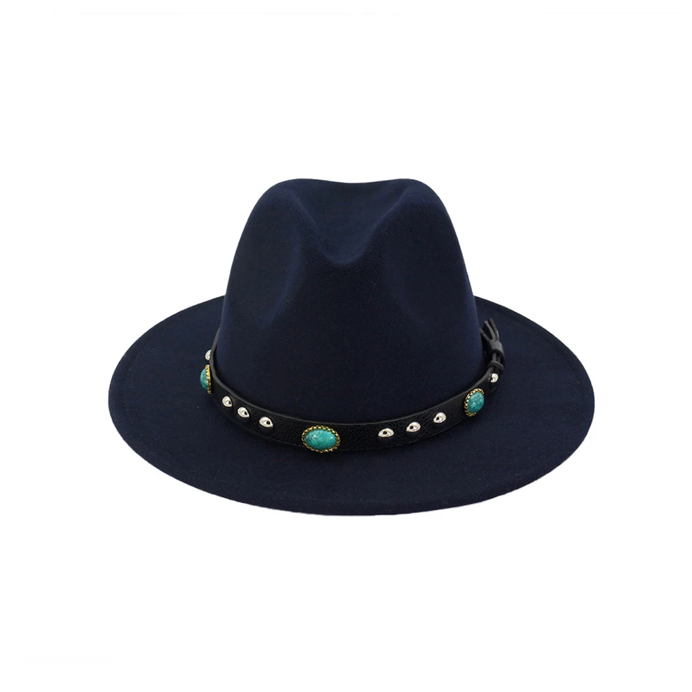 Женская и Мужская шерстяная шляпа Fedora с поясом в стиле панк широкая шляпа для путешествий на открытом воздухе повседневная джазовая шляпа размер 56-58 см