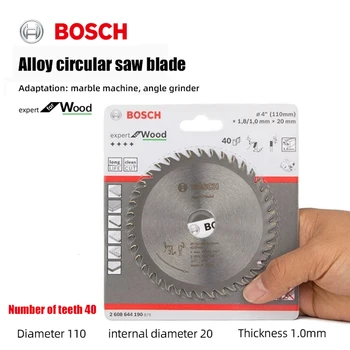 BOSCH-hoja de sierra circular de aleación para carpintería, 4x40T, 110mm, máquina de mármol, hoja de corte de madera 1