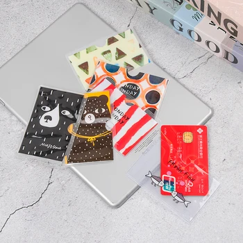 

5 PCs Cute PVC Translucent Frosted Card Holder Protector Case Cartoon Student Bank Credit Card Protective Cover for Girls