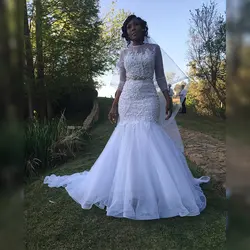 Роскошное Свадебное платье русалки с длинным рукавом