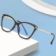 

BLue Light Block Fashion Eyeglasses Women Stylish Cat Eye Optical Eyewear Full Rim Plastic Front Frame Rim and Alloy Temple Arms