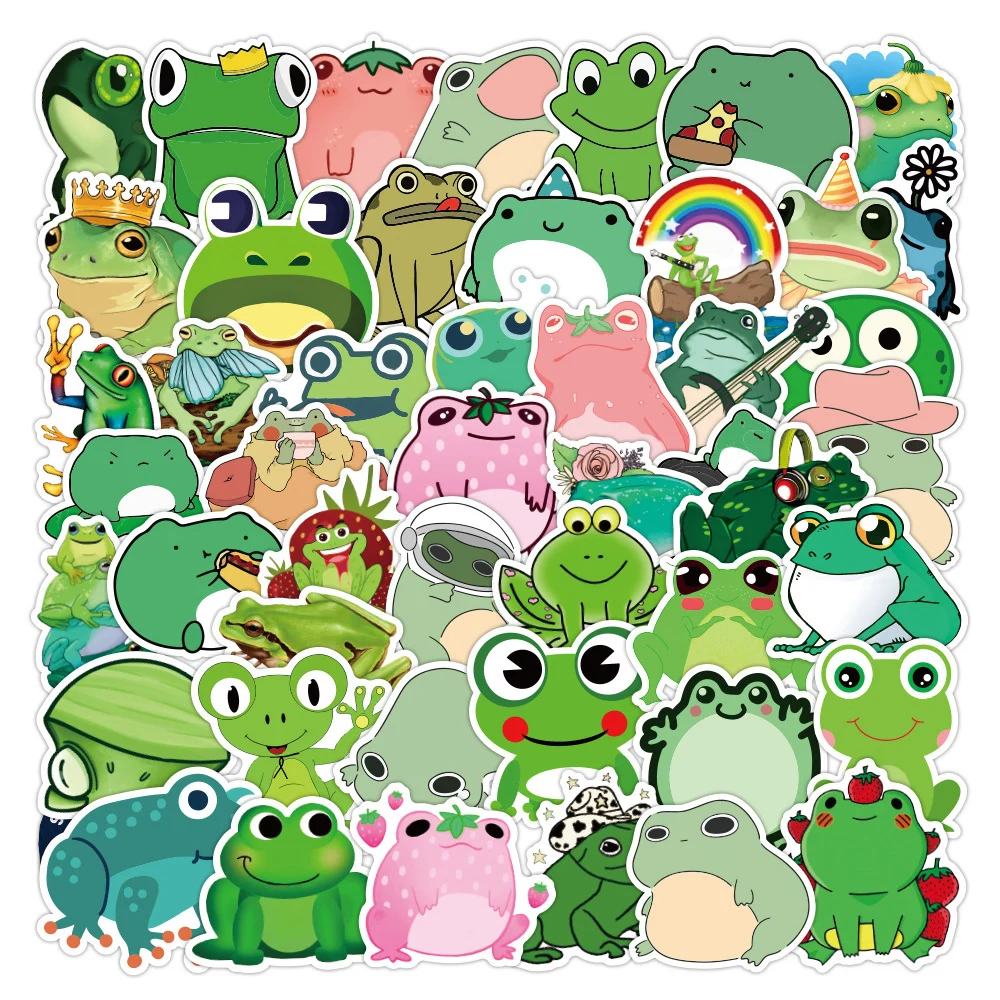 50 Uds lindo pegatina de rana regalos de juguete para los niños adhesivo con dibujos de animales pegatinas DIY papelería Casco Para Bicicleta maleta guitarra