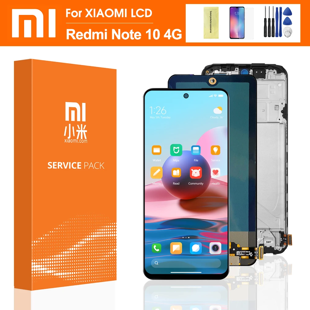 ЖК-дисплей 6 43 дюйма для Xiaomi Redmi Note 10 4G с сенсорным экраном дигитайзером в сборе Note10