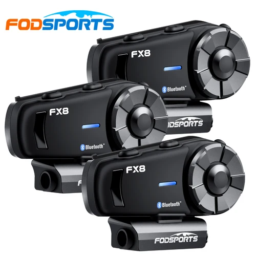 Buy 3Pc Fodsports Fx8 Helmet Intercom Motorcycle Helmet Bluetooth Headset 8 Rider 1000M Interphone Moto FM Radio HD Micphone Speaker