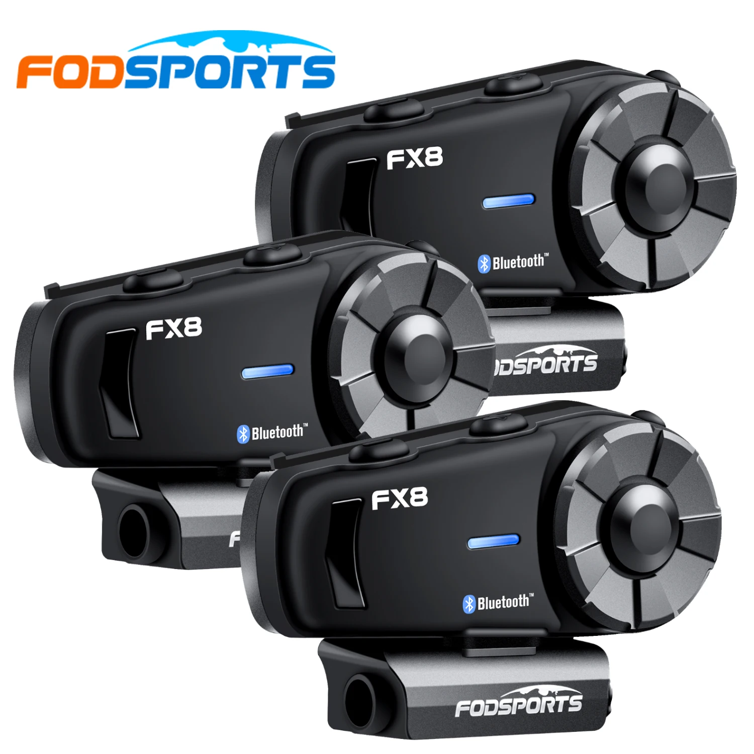 3Pcs Fodsports Fx8 Шлем Интерком Мотоцикл Bluetooth Гарнитура 8 Всадников 1000M Интерфон Мото FM
