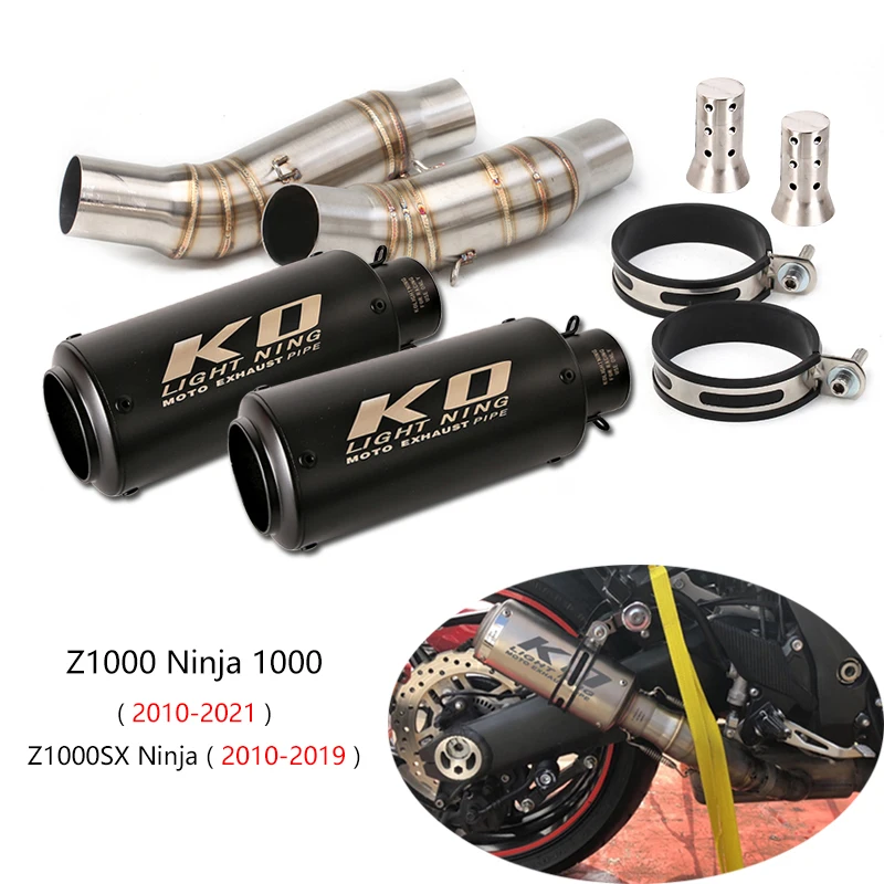 

For Kawasaki Z1000 Ninja 1000 2010-2021 Z1000SX Ninja 1000SX 2010-2019 Exhaust Pipe Motorcycle Slip-on Muffler 51mm Exhaust Tips