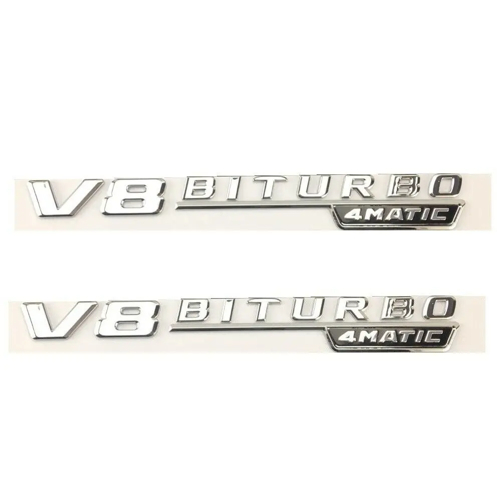 Плоская хром для V8 BITURBO 4matic буквы крыло значок с эмблемой для Mercedes AMG - Цвет: shiny silver
