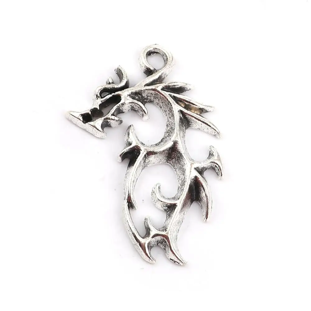 DoreenBeads, модные подвески из цинкового сплава для мужчин и женщин, античный дракон, серебро, золото, 41 мм(1 5/") x 30 мм(1 1/8"), 10 шт - Окраска металла: 1