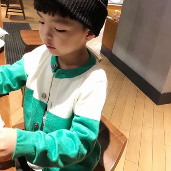

IN STOCK 2020 Boys Winter Clothes KZ Sweaters Color Block Pattern Cashmere Cardigan Sweater Toddler Girl Fall Clothes