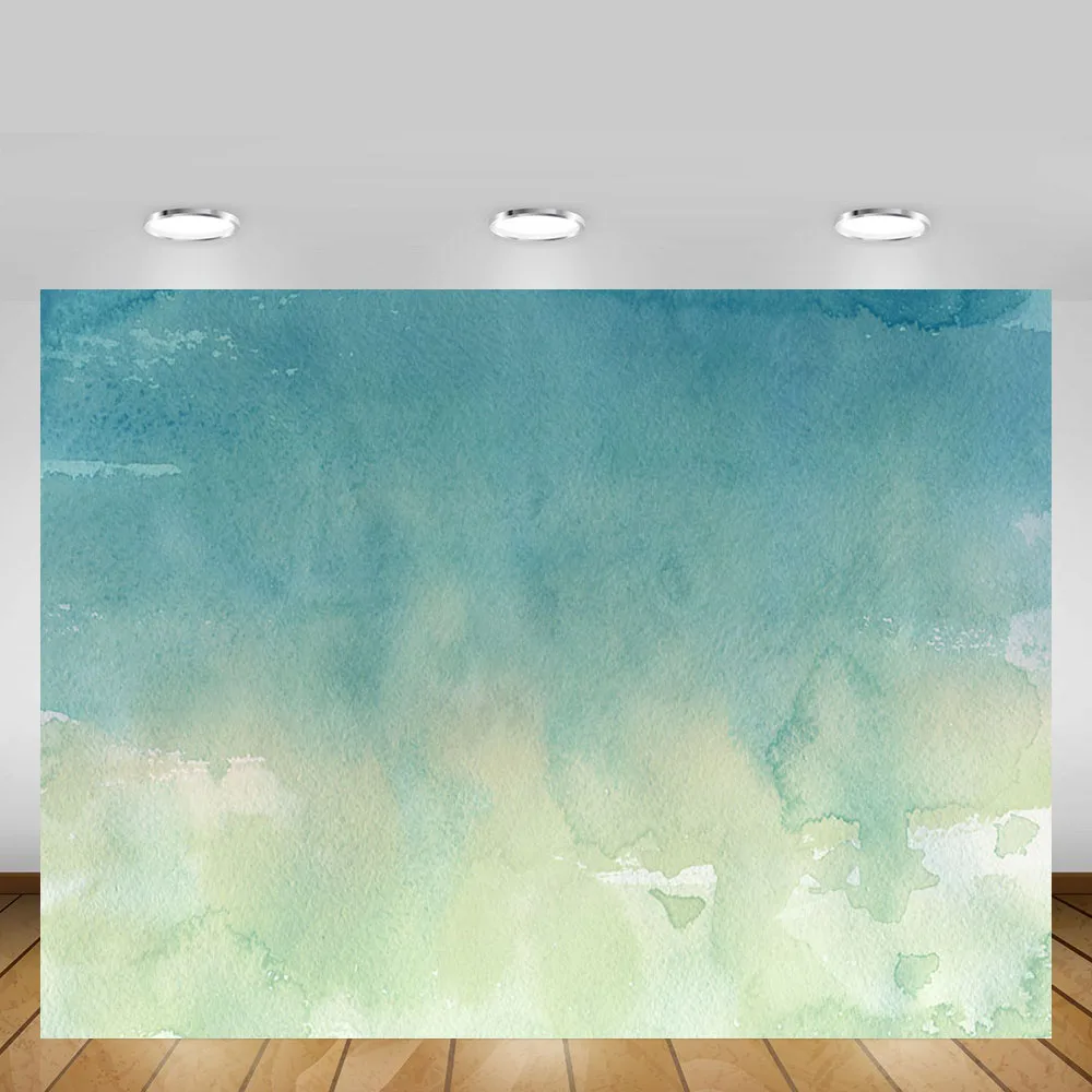 

Mehofond Gradient Grunge Watercolor Baby Shower Backdrop Blue Green Newborn Portrait Photography Background Photo Studio Props