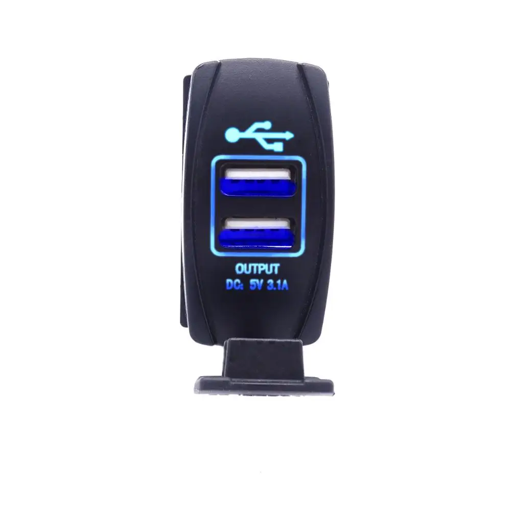 Универсальный двойной USB зарядное устройство Carling ARB кулисный переключатель синий светодиодный светильник подходит для любого 12-24 В автомобиля, мотоцикла, электромобиля, ATV, UTV