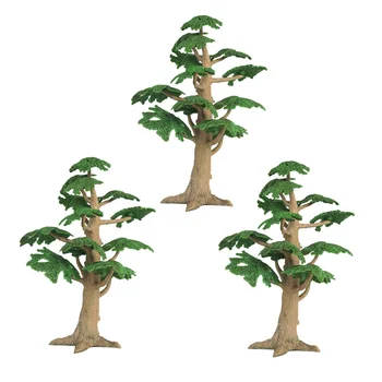 

3pcs Simulation Pine Trees Plastic Model Artificial Green Tree Micro Landscape Plant Ornament for Fairy Garden Home Decoration