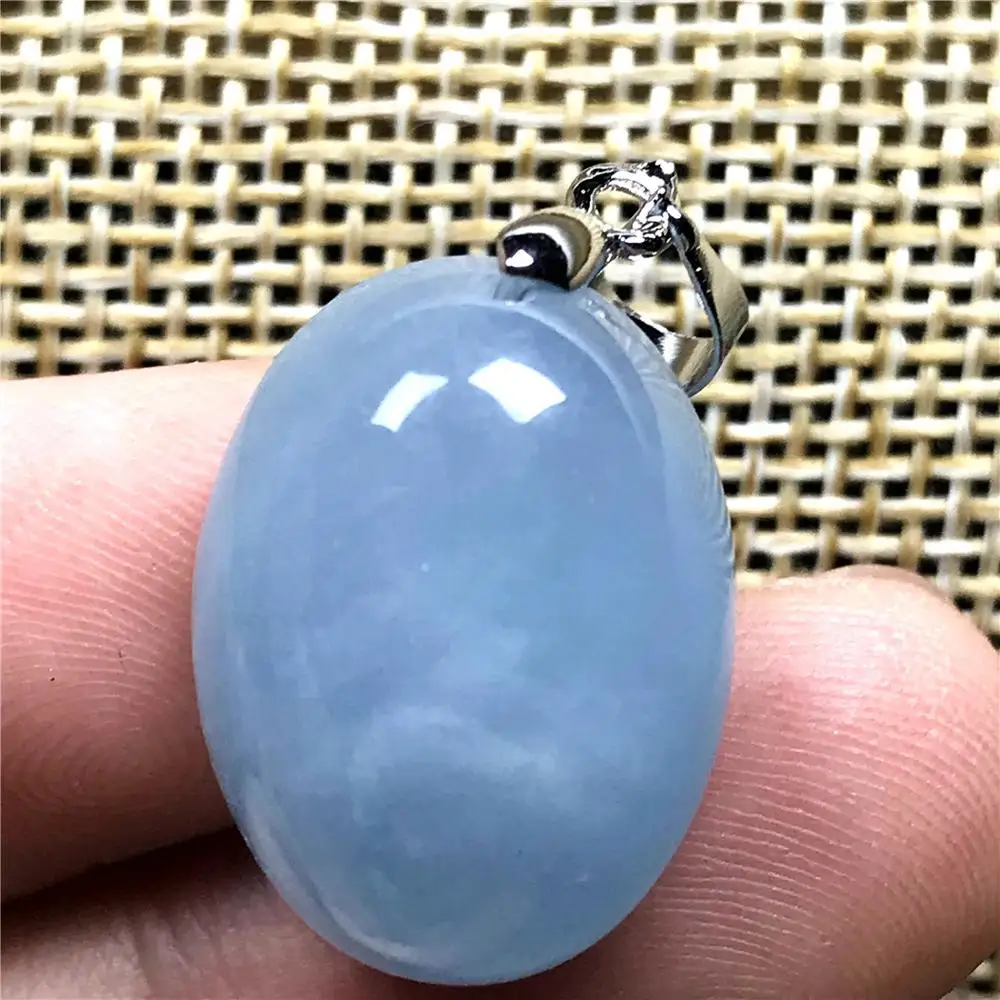 

Real Natural Ocean Blue Aquamarine Necklace Pendant For Woman Lady Man 19x14x9mm Beads Silver Stone Oval Gemstone Jewelry AAAAA