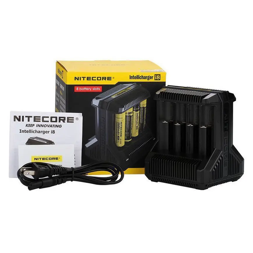 NITECORE i8 многофункциональное интеллектуальное Универсальное зарядное устройство для Li-Ion AA 18650 26650 16340 NiMH AA/AAA/C/D) US, UK AU EU