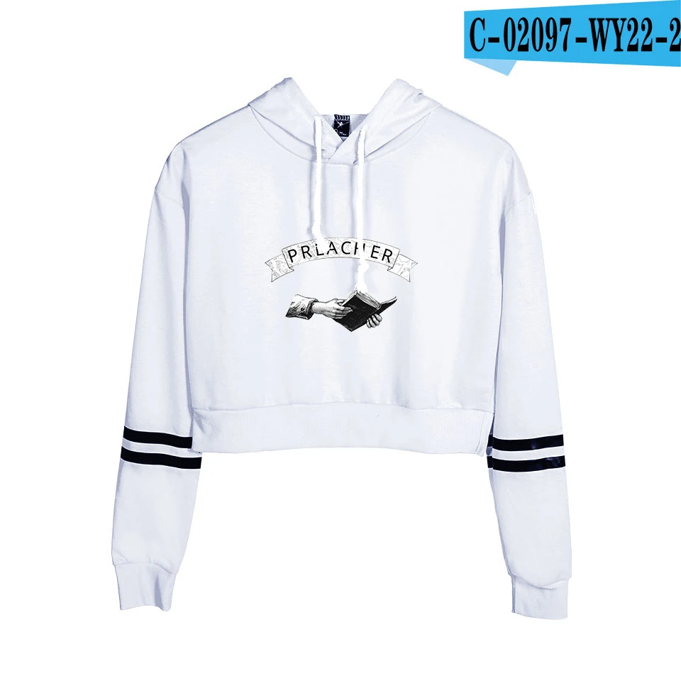 white Новинка, укороченный топ с капюшоном для женщин, Kpop, хлопок, Харадзюку, высокое качество, черный свитер с капюшоном для девочек - Цвет: white
