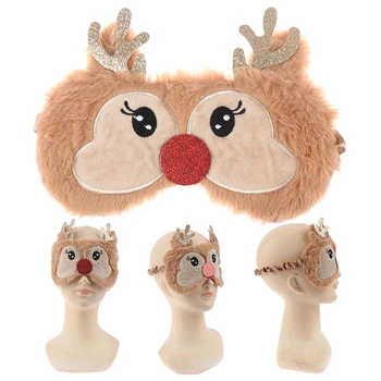 

Winter Cartoon nap Eye Shade Christmas Deer cute animal eye cover Plush Fabric Sleeping Mask Eyepatch for Christmas gift