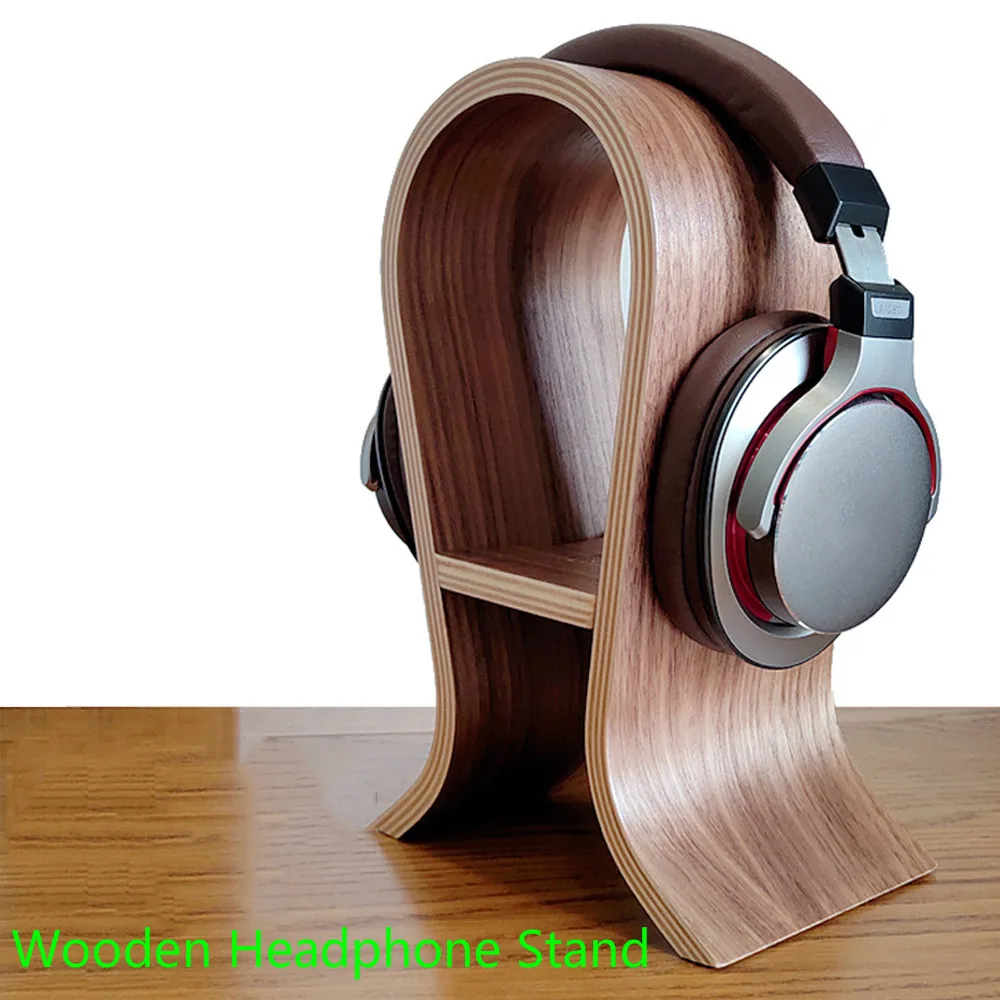 Universal Headphone Stand Wooden Headset Hanger Hook U Shape Earphone Stand Desk Display With winding Good Quality New Arrivals