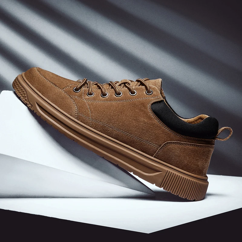 

2019 Spring Leather Men's Shoes Lace-up Man Outdoor Casual Shoes Thick Bottom Stitch Non-slip Male Shoes Vintage Tooling shoes