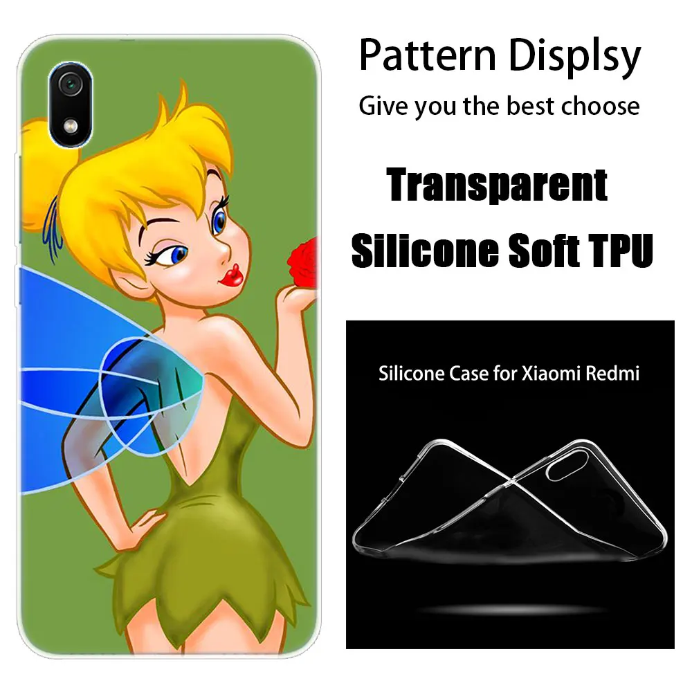 Роскошный силиконовый чехол принцессы Tinker bell для Xiaomi Redmi K20 Pro 7 7A 6 6A 4X5 Plus S2 GO Note 8 7 6 5 Pro 4 Fashion