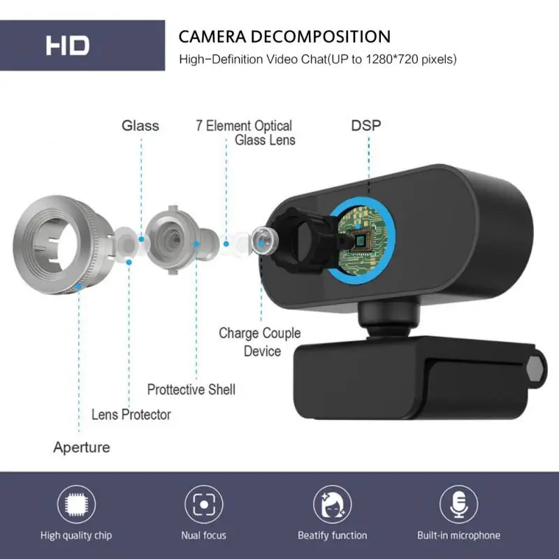 Мини веб Камера с автофокусом USB HD шумоподавление микрофон видеовызов для ПК