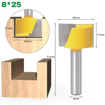 

8 Mm Schacht 16/18/20/22/25 Mm Bottom Cleaning Router bit Carbide Cnc Frees Hout Frees T Slot Router Bit