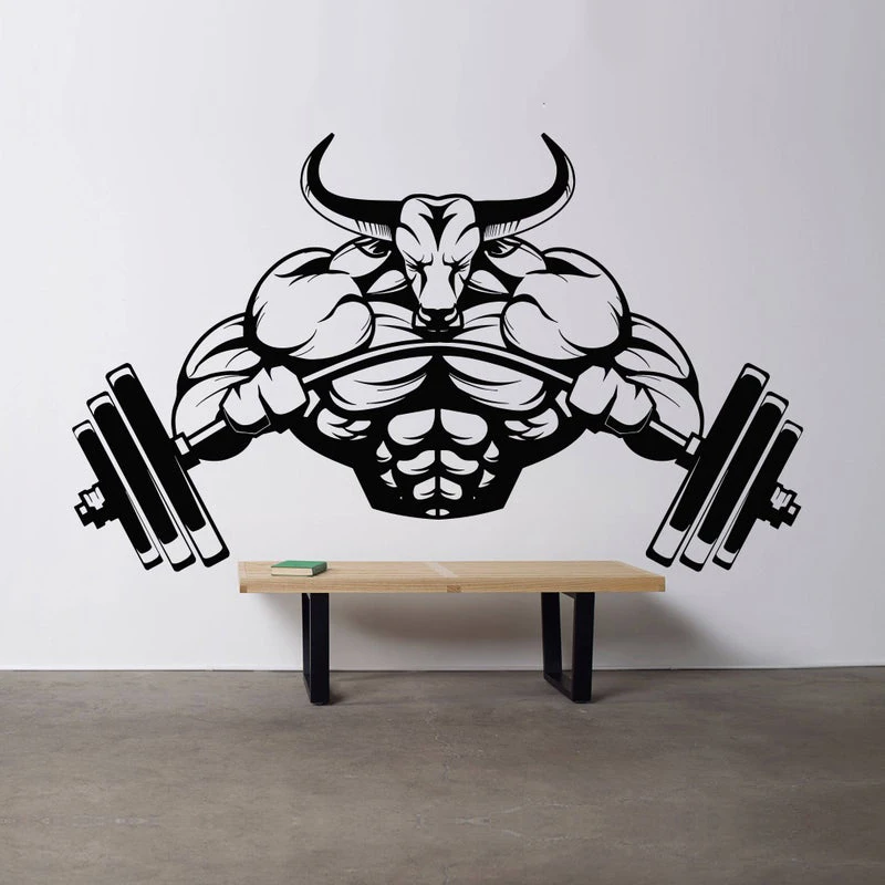 Bull Crossfit Fitness Club Vinyl Sticker Gym Logo Sport Barbell Workout Motivation Muscle Training Mural Decal Art Decor 40 Wall Stickers Aliexpress