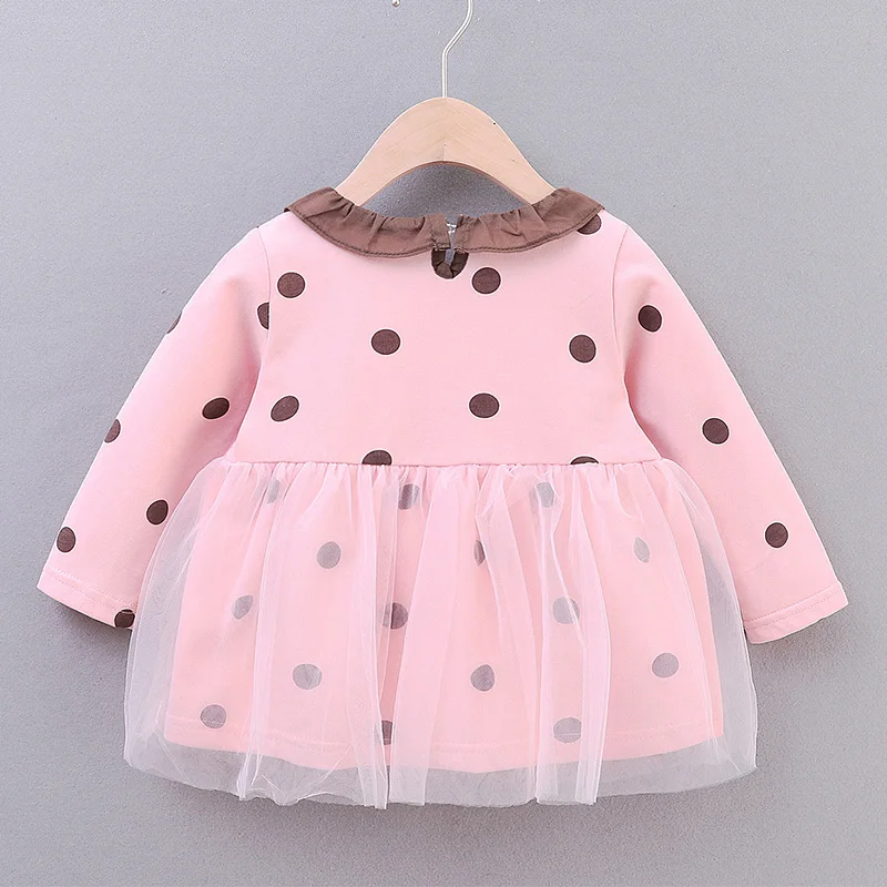 Halilo/Одежда для маленьких девочек; платья в горошек; вязаное платье с длинными рукавами для девочек; повседневная одежда для младенцев; рождественское платье для малышей