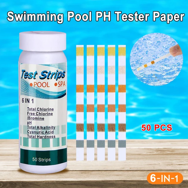 50pcs Chlorine Dip Test Strips Tub SPA Swimming Pool PH Test Paper
