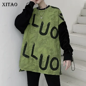 

XITAO Letter Plus Size Sweatshirt Fashion Women 2020 Spring Full Sleeve Patchwork Pullover Elegant Minority Sweatshirt GCC3304