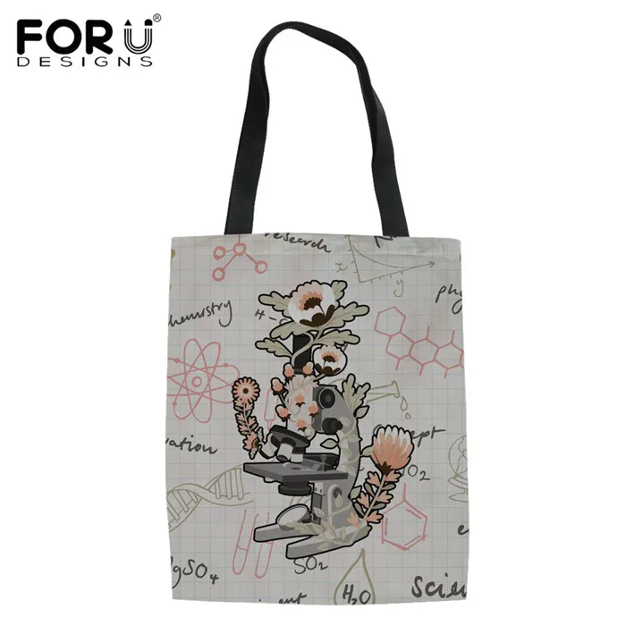 RH0602Z22 FORUDESIGNS/Пастельная Цветочная химия, многоразовая складная сумка для похода в магазин, женская сумка через плечо, Хлопковая сумка для покупок - Цвет: RH0602Z22