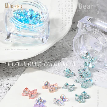 

1Box 3D Nail Art Rhinestone Crystal Glue Mix Sizes Nail Decorations Tips 6Pcs/Box DIY Decoration Manicure Bear Shape Mix 5 Box