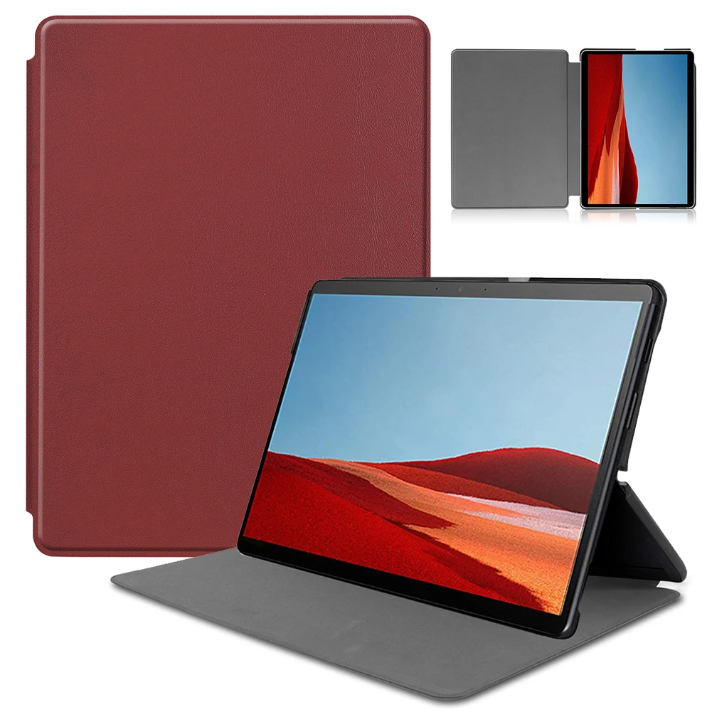 Для microsoft Surface Pro X чехол из искусственной кожи чехол-подставка для Surface ProX 13 дюймов планшет защитный чехол-книжка - Цвет: Wine red