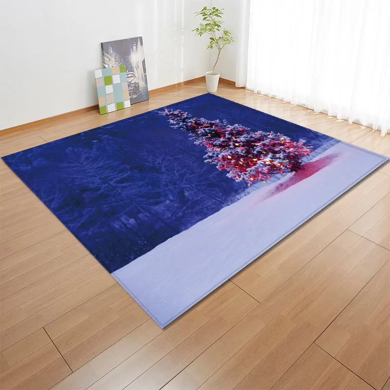 Fashion 3D Christmas party Area Rugs Xmas Garland Tree Snowman Elk printing Carpets for Living room bedroom new Year decoration - Цвет: SD568