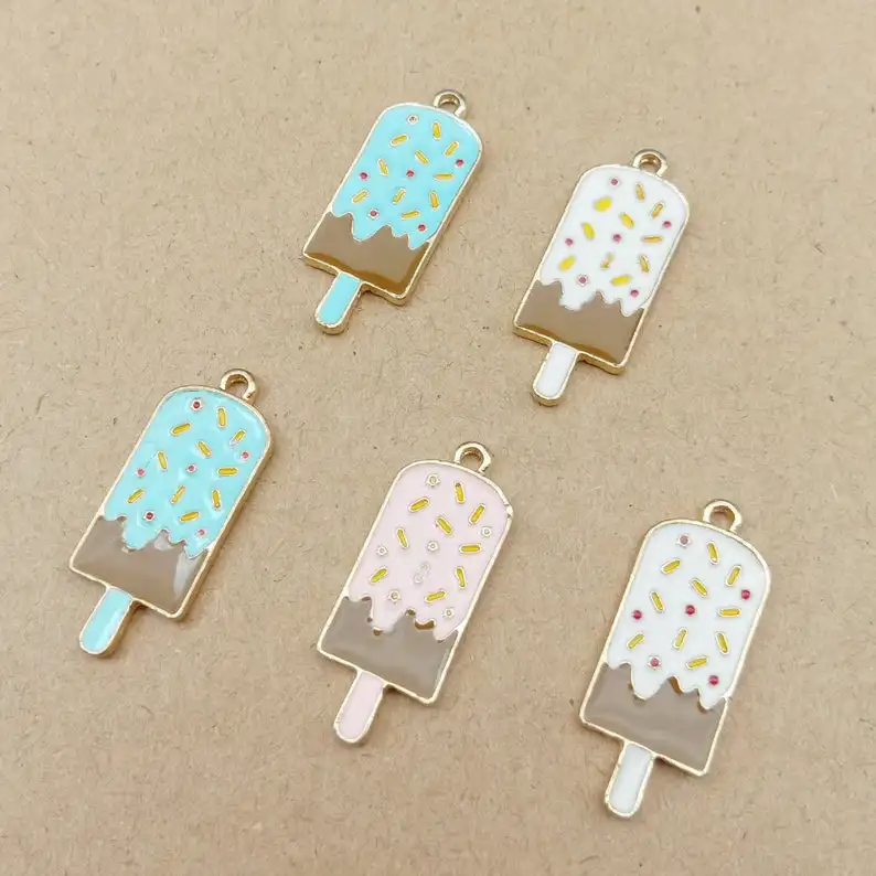 

10pcs 10x26mm enamel ice cream charm for jewelry making fashion charm earring pendant bracelet charms