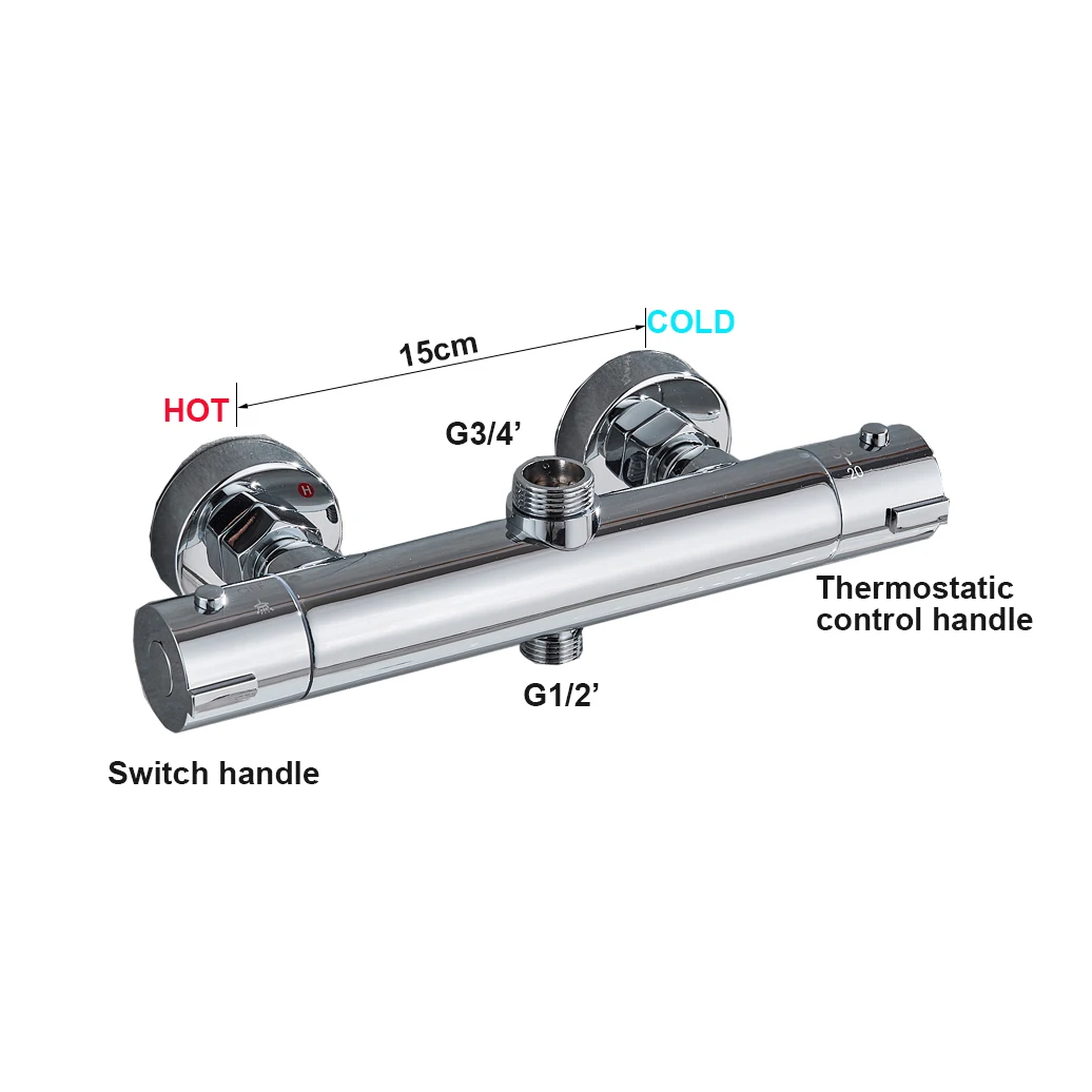 Thermostatic Shower Faucet Mixing Valve Thermostatic Faucets Shower Bathroom Combination Water mixer Bathtub Faucet with handle 6